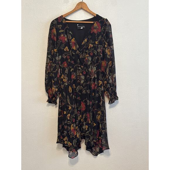 Madison Tara Dress 6 Sheer Fall Floral Lined Handkerchief Hem Fairy Whimsigoth - Picture 1 of 16